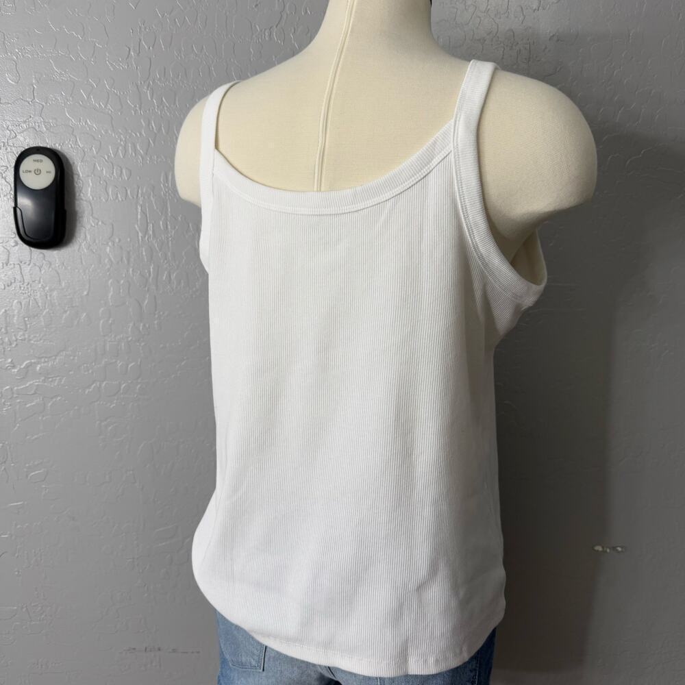 Old Navy Womens Casual Fitted Tank Top, White, XL - Picture 2 of 6